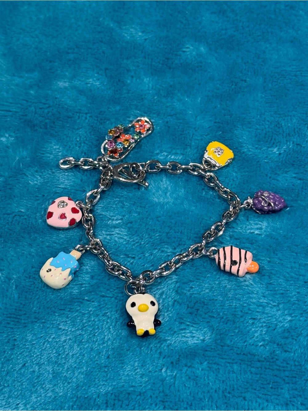 Silver Enameled Charm Bracelet